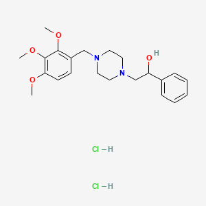 molecular formula C22H32Cl2N2O4 B14481100 alpha-Phenyl-4-((2,3,4-trimethoxyphenyl)methyl)-1-piperazineethanol dihydrochloride CAS No. 64966-23-0