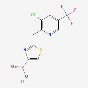 molecular formula C11H6ClF3N2O2S B1448115 2-((3-Chloro-5-(trifluoromethyl)pyridin-2-yl)methyl)thiazole-4-carboxylic acid CAS No. 1823188-00-6