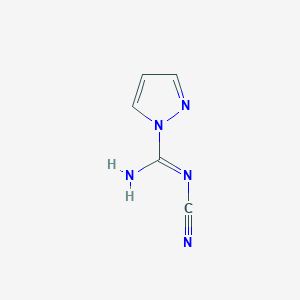 molecular formula C5H5N5 B1448120 N-Cyano-1H-pyrazole-1-carboximidamide CAS No. 1245828-06-1