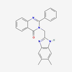 molecular formula C24H20N4O B14481270 4(3H)-Quinazolinone, 3-((5,6-dimethyl-1H-benzimidazol-2-yl)methyl)-2-phenyl- CAS No. 65925-16-8
