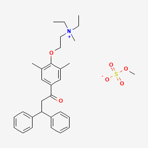 molecular formula C31H41NO6S B14481341 Ethanaminium, 2-N,N-diethyl-2-(2,6-dimethyl-4-(1-oxo-3,3-diphenylpropyl)phenoxy)-N-methyl-, methyl sulfate CAS No. 65084-06-2