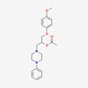 molecular formula C22H28N2O4 B14481367 alpha-(p-Methoxyphenoxymethyl)-4-phenyl-1-piperazineethanol acetate CAS No. 66307-60-6