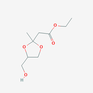 molecular formula C9H16O5 B14481397 Ethyl [4-(hydroxymethyl)-2-methyl-1,3-dioxolan-2-yl]acetate CAS No. 64951-20-8