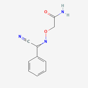 molecular formula C10H9N3O2 B14481515 Acetamide, 2-[[(cyanophenylmethylene)amino]oxy]- CAS No. 68272-09-3