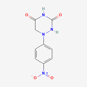 molecular formula C9H8N4O4 B14481554 1,2,4-Triazine-3,5(2H,4H)-dione, dihydro-1-(4-nitrophenyl)- CAS No. 66155-54-2