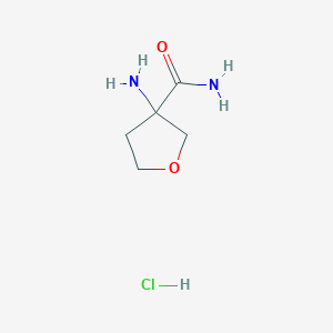 molecular formula C5H11ClN2O2 B1448183 3-Aminooxolane-3-carboxamide hydrochloride CAS No. 1427380-19-5