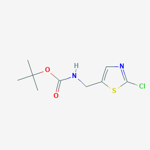 molecular formula C9H13ClN2O2S B1448187 tert-butyl N-[(2-chloro-1,3-thiazol-5-yl)methyl]carbamate CAS No. 1416712-48-5
