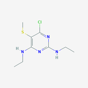 molecular formula C9H15ClN4S B14481989 6-Chloro-N~2~,N~4~-diethyl-5-(methylsulfanyl)pyrimidine-2,4-diamine CAS No. 67274-42-4