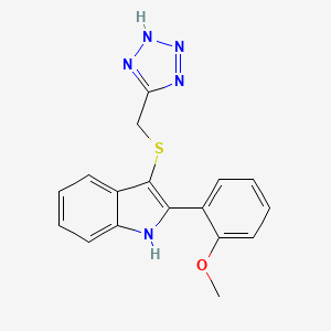 molecular formula C17H15N5OS B14481990 2-(2-Methoxyphenyl)-3-((1H-tetrazol-5-ylmethyl)thio)-1H-indole CAS No. 66355-02-0