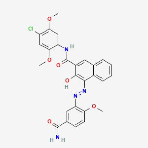 molecular formula C27H23ClN4O6 B14482390 2-Naphthalenecarboxamide, 4-[[5-(aminocarbonyl)-2-methoxyphenyl]azo]-N-(4-chloro-2,5-dimethoxyphenyl)-3-hydroxy- CAS No. 68110-26-9