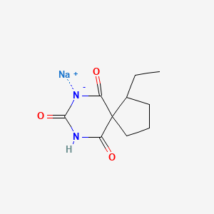 molecular formula C10H13N2NaO3 B14482589 Sodium 1-ethyl-7,9-diazaspiro(4.5)decane-6,8,10-trione CAS No. 63989-99-1