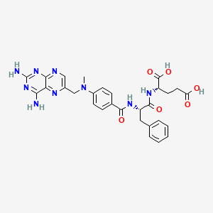 molecular formula C29H31N9O6 B14482762 Glutamic acid, N-(N-(p-(((2,4-diamino-6-pteridinyl)methyl)methylamino)benzoyl)-3-phenyl-L-alanyl)-, L- CAS No. 65118-40-3