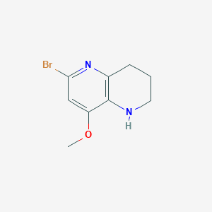 molecular formula C9H11BrN2O B1448285 6-Bromo-8-methoxy-1,2,3,4-tetrahydro-1,5-naphthyridine CAS No. 1447965-79-8