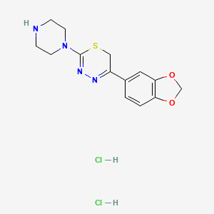 molecular formula C14H18Cl2N4O2S B1448288 5-(1,3-benzodioxol-5-yl)-2-piperazin-1-yl-6H-1,3,4-thiadiazine dihydrochloride CAS No. 1351612-82-2