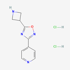 molecular formula C10H12Cl2N4O B1448298 4-(5-Azetidin-3-yl-1,2,4-oxadiazol-3-yl)pyridine dihydrochloride CAS No. 1351602-17-9