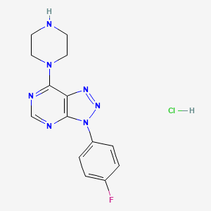 molecular formula C14H15ClFN7 B1448299 3-(4-fluorophenyl)-7-piperazin-1-yl-3H-[1,2,3]triazolo[4,5-d]pyrimidine hydrochloride CAS No. 1351647-59-0