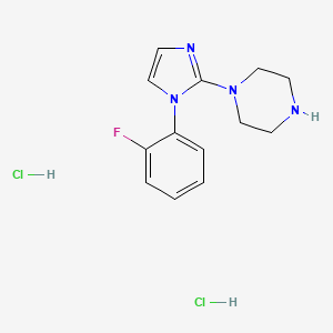 molecular formula C13H17Cl2FN4 B1448300 1-[1-(2-fluorophenyl)-1H-imidazol-2-yl]piperazine dihydrochloride CAS No. 1351659-17-0