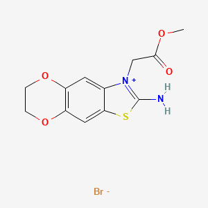 molecular formula C12H13BrN2O4S B1448310 methyl 2-(2-amino-6,7-dihydro-[1,4]dioxino[2,3-f][1,3]benzothiazol-3-ium-3-yl)acetate;bromide CAS No. 2197055-18-6
