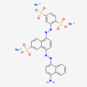 molecular formula C26H16N5Na3O9S3 B14483236 Trisodium 2-((4-((4-amino-1-naphthyl)azo)-6-sulphonato-1-naphthyl)azo)benzene-1,4-disulphonate CAS No. 64346-74-3