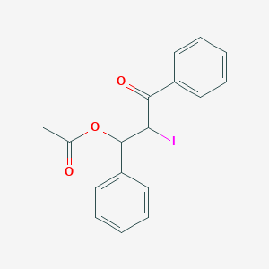 molecular formula C17H15IO3 B14483257 2-Iodo-3-oxo-1,3-diphenylpropyl acetate CAS No. 65193-97-7