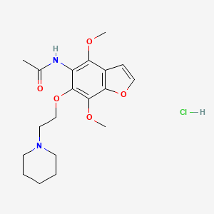 molecular formula C19H27ClN2O5 B14483320 N-(4,7-Dimethoxy-6-(2-piperidinoethoxy)-5-benzofuranyl)acetamide hydrochloride CAS No. 66203-99-4