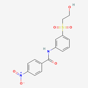 molecular formula C15H14N2O6S B14483621 Benzamide, N-[3-[(2-hydroxyethyl)sulfonyl]phenyl]-4-nitro- CAS No. 65369-95-1