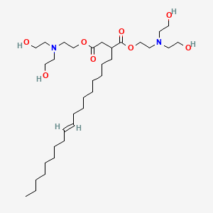 molecular formula C34H66N2O8 B14483716 Butanedioic acid, 2-(octadecen-1-yl)-, 1,4-bis(2-(bis(2-hydroxyethyl)amino)ethyl) ester CAS No. 64683-27-8