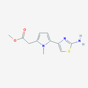 molecular formula C11H13N3O2S B1448379 Methyl [5-(2-amino-1,3-thiazol-4-yl)-1-methyl-1H-pyrrol-2-yl]acetate CAS No. 1227954-54-2