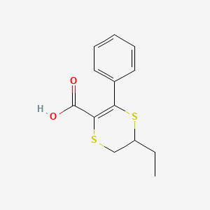 molecular formula C13H14O2S2 B14483827 5-Ethyl-3-phenyl-5,6-dihydro-1,4-dithiine-2-carboxylic acid CAS No. 65905-68-2