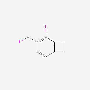 molecular formula C9H8I2 B14483861 2-Iodo-3-(iodomethyl)bicyclo[4.2.0]octa-1,3,5-triene CAS No. 65886-93-3