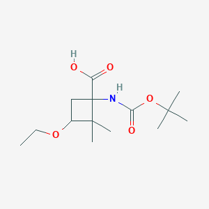 molecular formula C14H25NO5 B1448389 1-{[(Tert-butoxy)carbonyl]amino}-3-ethoxy-2,2-dimethylcyclobutane-1-carboxylic acid CAS No. 1796908-88-7