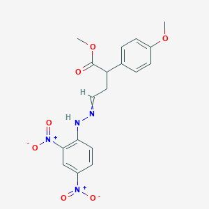 molecular formula C18H18N4O7 B14483891 Methyl 4-[(2,4-dinitrophenyl)hydrazinylidene]-2-(4-methoxyphenyl)butanoate CAS No. 67031-19-0