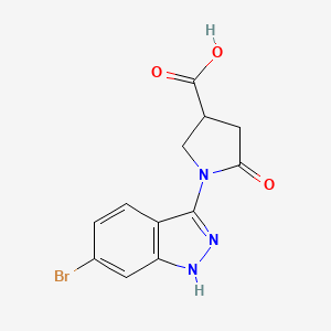 molecular formula C12H10BrN3O3 B1448397 1-(6-bromo-1H-indazol-3-yl)-5-oxopyrrolidine-3-carboxylic acid CAS No. 1785761-82-1