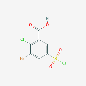 molecular formula C7H3BrCl2O4S B1448402 3-Bromo-2-chloro-5-(chlorosulfonyl)benzoic acid CAS No. 1461707-67-4