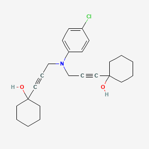 molecular formula C24H30ClNO2 B14484063 Cyclohexanol, 1,1'-[[(4-chlorophenyl)imino]di-1-propyne-3,1-diyl]bis- CAS No. 65792-48-5