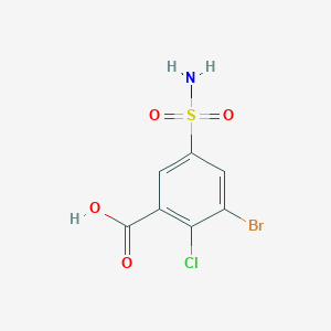 molecular formula C7H5BrClNO4S B1448408 3-溴-2-氯-5-磺酰基苯甲酸 CAS No. 1461707-46-9