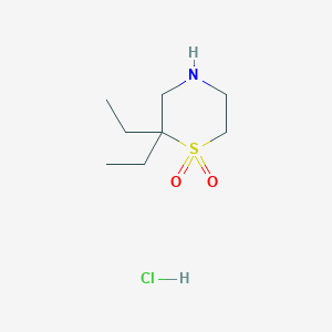 molecular formula C8H18ClNO2S B1448428 2,2-Diethyl-1lambda6-thiomorpholine-1,1-dione hydrochloride CAS No. 1803583-01-8