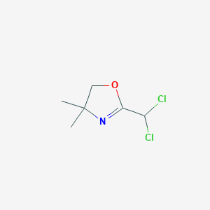 molecular formula C6H9Cl2NO B14484299 Oxazole, 2-(dichloromethyl)-4,5-dihydro-4,4-dimethyl- CAS No. 65029-00-7