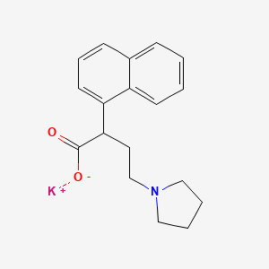 molecular formula C18H20KNO2 B14484314 Potassium alpha-(2'-pyrrolidinyl)ethyl-1-naphthaleneacetate CAS No. 64038-75-1