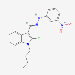 molecular formula C19H19ClN4O2 B14484320 N-[(1-butyl-2-chloroindol-3-yl)methylideneamino]-3-nitroaniline CAS No. 64209-19-4