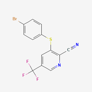 molecular formula C13H6BrF3N2S B1448434 3-((4-Bromophenyl)thio)-5-(trifluoromethyl)picolinonitrile CAS No. 1449117-27-4