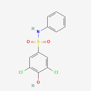 molecular formula C12H9Cl2NO3S B14484443 3,5-Dichloro-4-hydroxy-N-phenylbenzene-1-sulfonamide CAS No. 65501-82-8