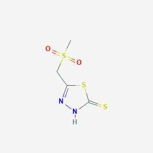 molecular formula C4H6N2O2S3 B14484643 5-[(Methanesulfonyl)methyl]-1,3,4-thiadiazole-2(3H)-thione CAS No. 65302-71-8