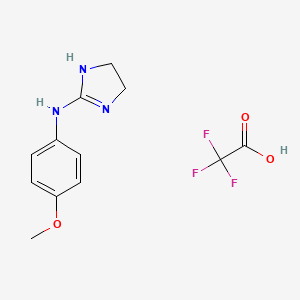 molecular formula C12H14F3N3O3 B1448469 N-(4-methoxyphenyl)-4,5-dihydro-1H-imidazol-2-amine, trifluoroacetic acid CAS No. 1803592-44-0