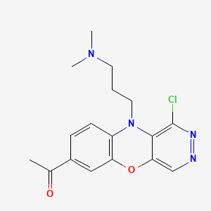molecular formula C17H19ClN4O2 B14484719 Ethanone, 1-(1-chloro-10-(3-(dimethylamino)propyl)-10H-pyridazino(4,5-b)(1,4)benzoxazin-7-yl)- CAS No. 64610-62-4
