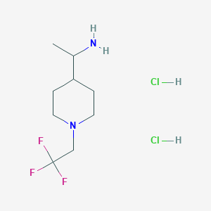 molecular formula C9H19Cl2F3N2 B1448476 1-[1-(2,2,2-Trifluoroethyl)piperidin-4-yl]ethan-1-amine dihydrochloride CAS No. 1803590-17-1