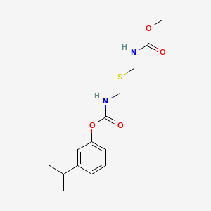 molecular formula C14H20N2O4S B14484900 Carbamic acid, thiobis(N-methyl-, 3-isopropylphenyl methyl ester CAS No. 65907-44-0