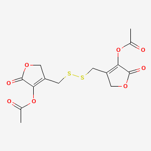 molecular formula C14H14O8S2 B14484931 Disulfanediylbis(methylene-2-oxo-2,5-dihydrofuran-4,3-diyl) diacetate CAS No. 65765-87-9