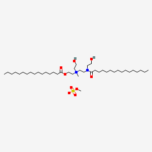 molecular formula C42H86N2O9S B14484984 Ethanaminium, N-(2-hydroxyethyl)-N-[2-[(2-hydroxyethyl)(1-oxohexadecyl)amino]ethyl]-N-methyl-2-[(1-oxohexadecyl)oxy]-, methyl sulfate (salt) CAS No. 65060-06-2
