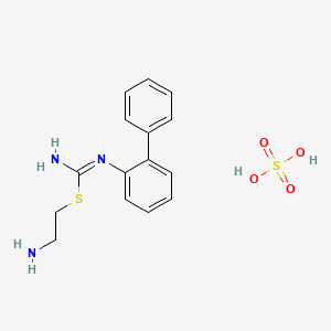 molecular formula C15H19N3O4S2 B14485006 o-Biphenyl-2-(2-aminoethyl)-isothiouronium sulfate CAS No. 63679-74-3